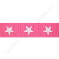 Ripsband Sterne 22mm - Pink Weiß