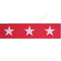 Ripsband Sterne 22mm - Rot Weiß