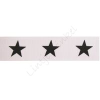 Ripsband Sterne 22mm - Weiß Schwarz