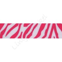 Ripsband Aufdruck 22mm - Zebra Pink Weiß