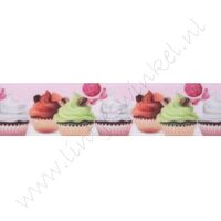 Ripsband Aufdruck 22mm - Cupcakes Rosa Foto