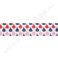 Ripsband Aufdruck 22mm - Segelboot Rot Rosa Marine