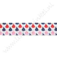 Ripsband Aufdruck 22mm - Segelboot Rot Rosa Marine