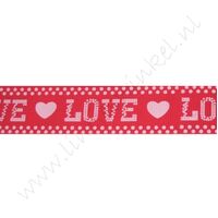 Ripsband Herzen 25mm - Love Rot