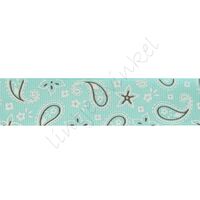 Ripsband Aufdruck 25mm - Ethnic Türkis