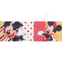 Ripsband Cartoon 38mm - Mickey Rot Weiß Gelb Schwarz