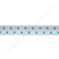 Ripsband Herzen 10mm - Mini Hell Blau Aqua