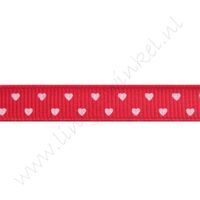 Ripsband Herzen 10mm - Mini Rot Hell Rosa