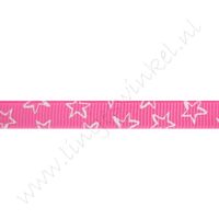 Ripsband Sterne Offen 10mm - Pink Weiß