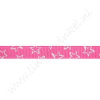 Ripsband Sterne Offen 10mm - Pink Weiß