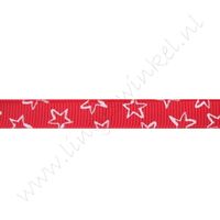 Ripsband Sterne Offen 10mm - Rot Weiß