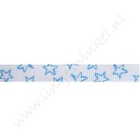 Ripsband Sterne Offen 10mm - Weiß Aqua