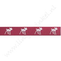 Ripsband Aufdruck 10mm -  Bambi Dunkel Rosa