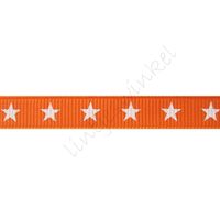 Ripsband Sterne 10mm - Orange Weiß
