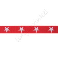 Ripsband Sterne 10mm - Rot Weiß