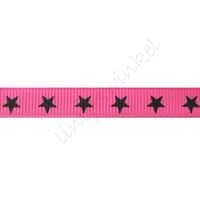 Ripsband Sterne 10mm - Pink Schwarz