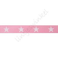Ripsband Sterne 10mm - Rosa Weiß