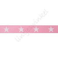 Ripsband Sterne 10mm - Rosa Weiß