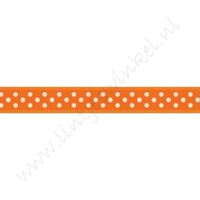 Satinband Punkte 10mm - Orange Weiß