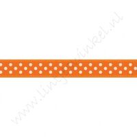 Satinband Punkte 10mm - Orange Weiß