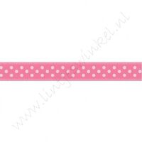 Satinband Punkte 10mm - Pink Weiß