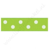 Satinband Punkte 22mm - Apfel Grün Weiß