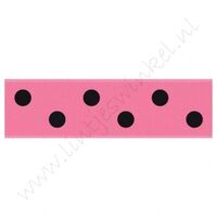 Satinband Punkte 22mm - Pink Schwarz