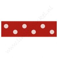 Satinband Punkte 22mm - Rot Weiß