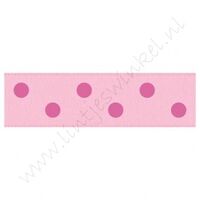 Satinband Punkte 22mm - Rosa Pink