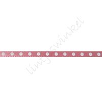 Satinband Punkte 3mm - Antik Rosa Weiß