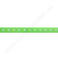 Satinband Punkte 6mm - Neon Grün Weiß