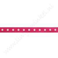 Satinband Punkte 6mm - Shocking Pink Weiß