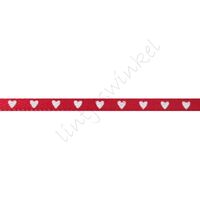 Satinband Herzen 3mm - Rot Weiß