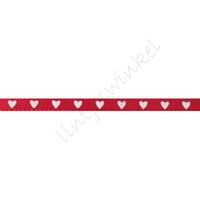 Satinband Herzen 3mm - Rot Weiß