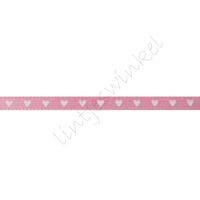 Satinband Herzen 3mm - Rosa Weiß