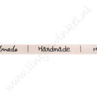 Satinband Text 10mm - Handmade Creme