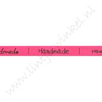 Satinband Text 10mm - Handmade Pink