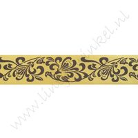 Satinband Aufdruck 22mm - Porzellan Gold Braun