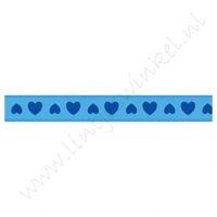 Satinband Herzen 10mm - Aqua Blau