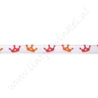 Satinband Hollandia 6mm - Krone Weiß Orange