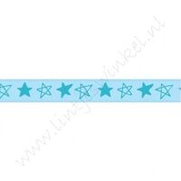 Satinband Sterne 10mm - Hell Blau Aqua