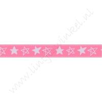 Satinband Sterne 10mm - Pink Weiß