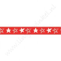 Satinband Sterne 10mm - Rot Weiß