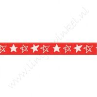 Satinband Sterne 10mm - Rot Weiß
