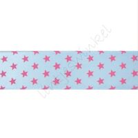 Satinband Sterne 22mm - Hell Blau Pink