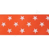 Satinband Sterne 38mm - Orange Weiß