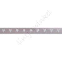Satinband Sterne 6mm - Silber Weiß