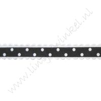 Satinband Bogen 10mm - Punkte Schwarz