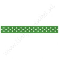 Ripsband Punkte 10mm - Grün Weiß
