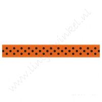 Ripsband Punkte 10mm - Orange Schwarz